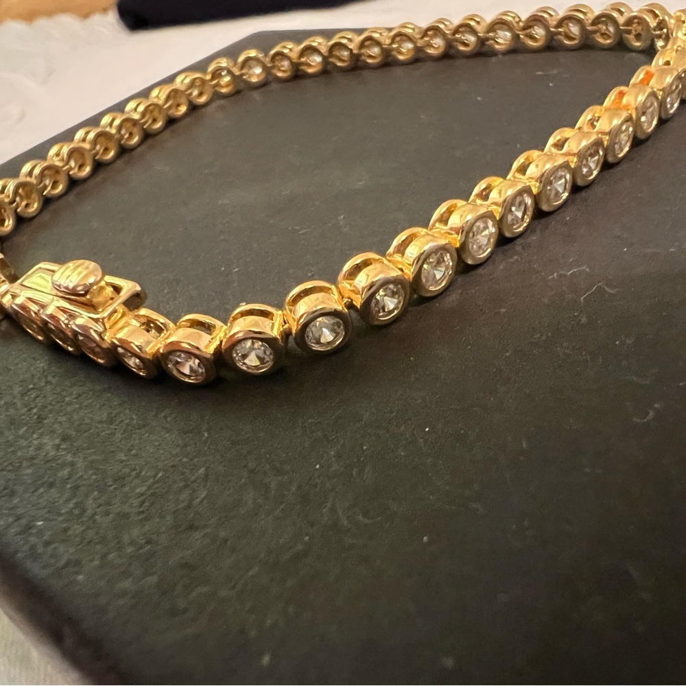 Elegant Gold tone Crystal Tennis Bracelet